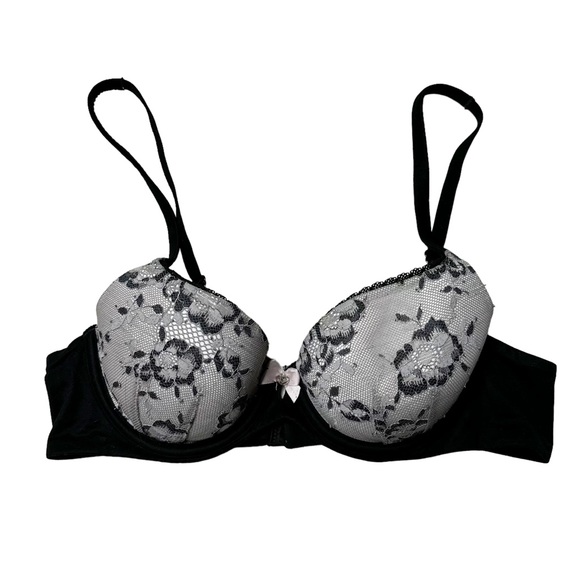 Victoria’s Secret Body by Victoria Lace Lightly Lined Demi Bra Grey Black 34B - Picture 1 of 10